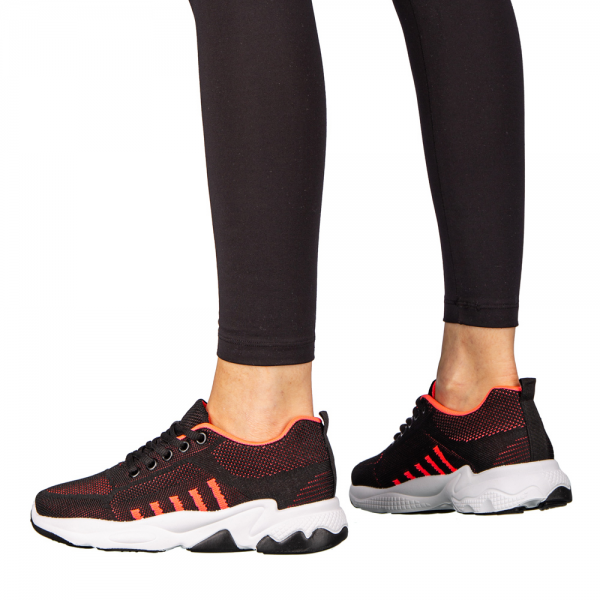 Γυναικεία αθλητικά παπούτσια μαύρο με ροζ από ύφασμα Morison, 5 - Kalapod.gr